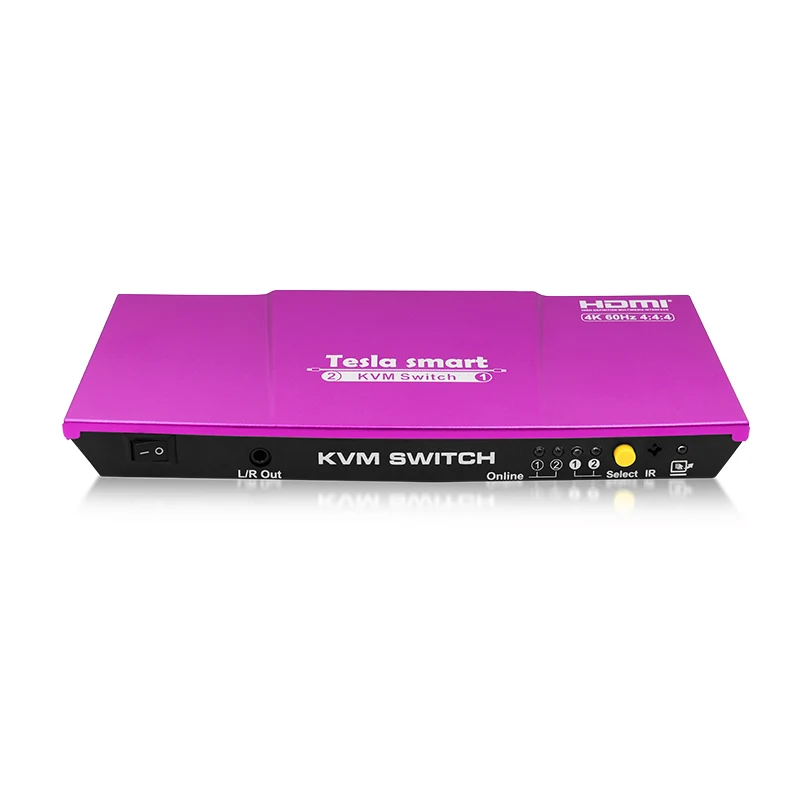 

Purple Tesla smart HDMI 4K@60Hz High Quality USB HDMI KVM Switch 2 Port USB KVM HDMI Switch Support 4K*2K@60Hz Extra USB2.0 Port