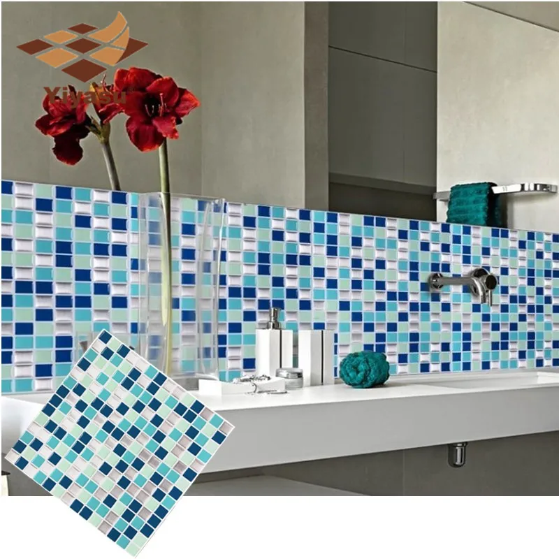 Fossen 10 Piezas Adhesivo para azulejos azulejos de mosaico PVC decoración de azulejos en el baño papel pintado para baño y cocina 10 x 10cm