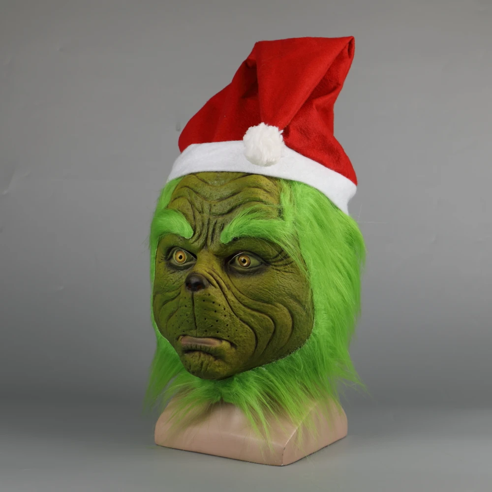 Новинка, забавные вечерние латексные маски Grinch на Рождество, маска на голову для Хэллоуина, костюм Grinch, реквизит