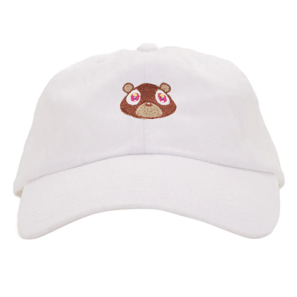 Медведь Вышивка шаблон бейсбольная Кепка унисекс бейсболка уличная шляпа лето Хип Хоп шляпы повседневные дикие регулируемые Кепки из хлопка# M - Цвет: White