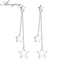Anenjery 925 пробы серебряные серьги-гвоздики pendientes 3 звезды серьги с кисточками для женщин oorbellen boucle d'oreille femme S-E316