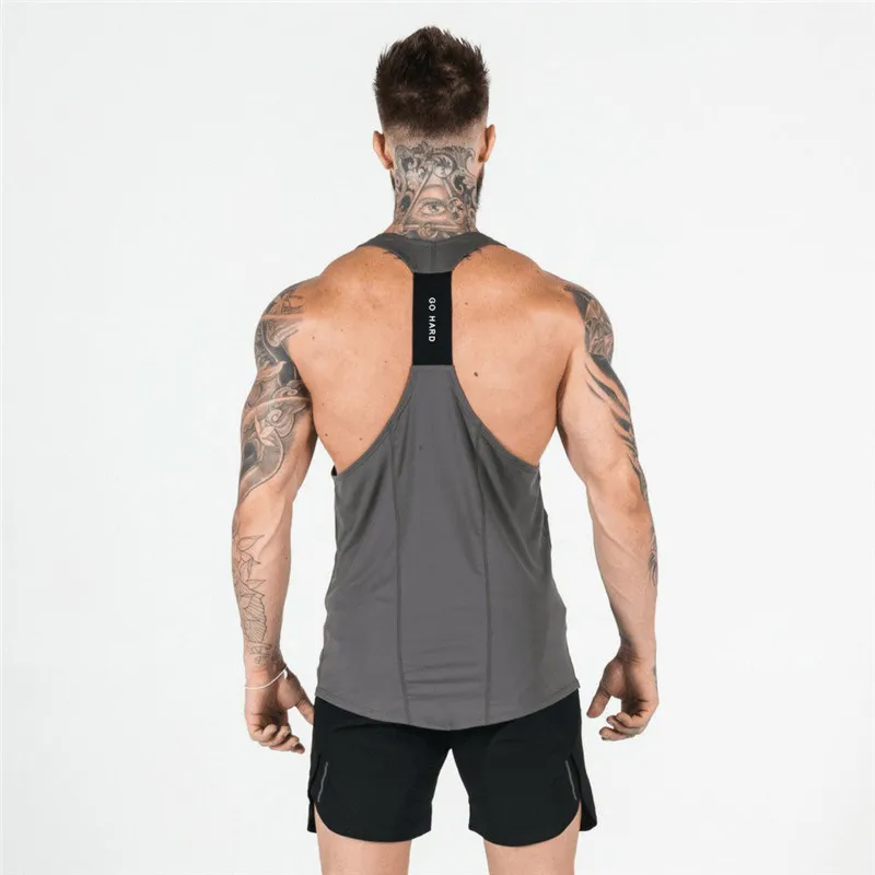 2019 Sleeveless Gym Tank Men Running Shirt Summer Vest Breathable Muscle Mens Tank Tops Workout Fitness T-Shirt Sport Shirt