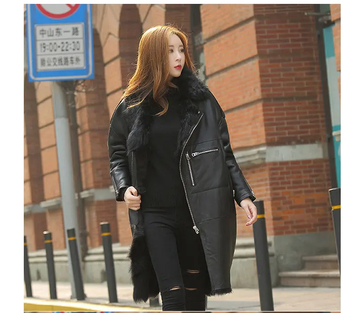 women natural sheep skin leather coat fur inside (11)