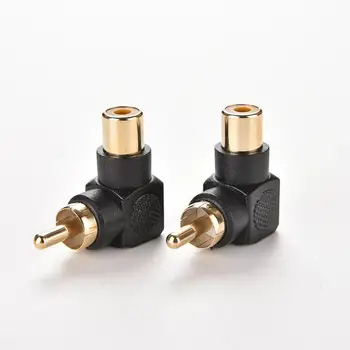 

1PC Black 24k Gold-plated 90 Degree Right Angle RCA Male To Female M/F Connector Adapter Audio AV Plug Converter Adapter