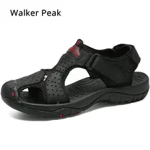 Брендовые сандалии из натуральной кожи; летняя мягкая мужская обувь для мужчин; дышащие легкие пляжные повседневные качественные прогулочные сандалии; г.; большие размеры