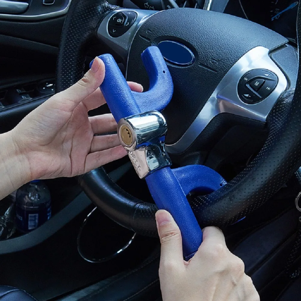 Противоугонный замок на руль раздвижной двойной крючок автомобильные замки с