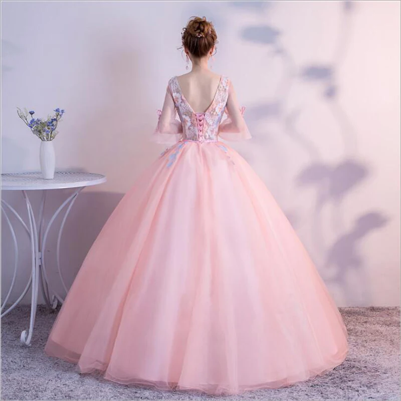 Бальные платья Quinceanera с 15 аппликациями и V образным вырезом вечернее платье для