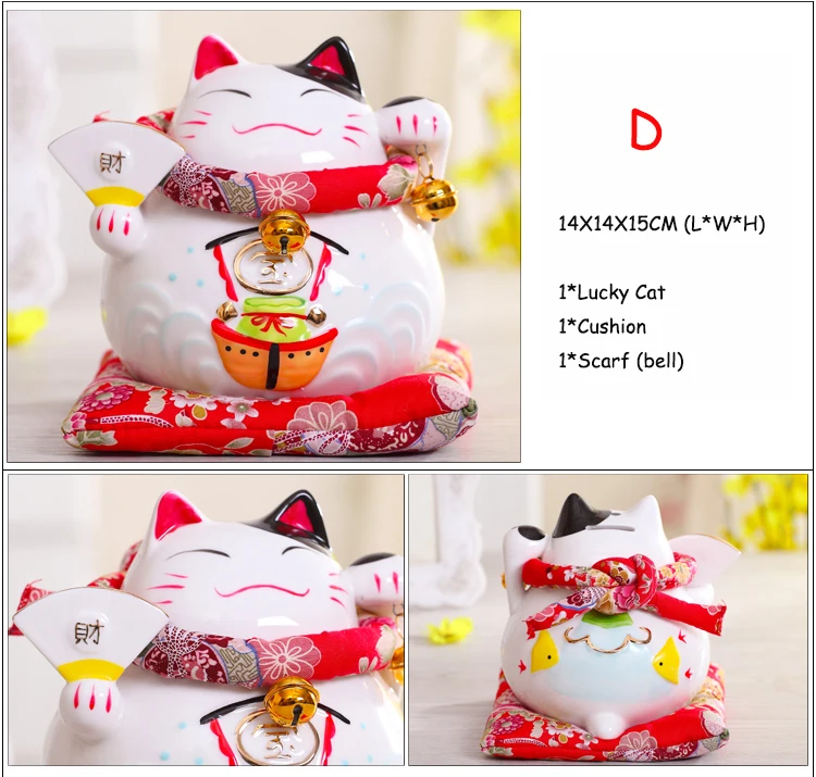 6 дюймов Maneki-Neko керамические китайские счастливые кошки манящие Фортуны кошки статуэтки счастливый Шарм копилка украшения дома