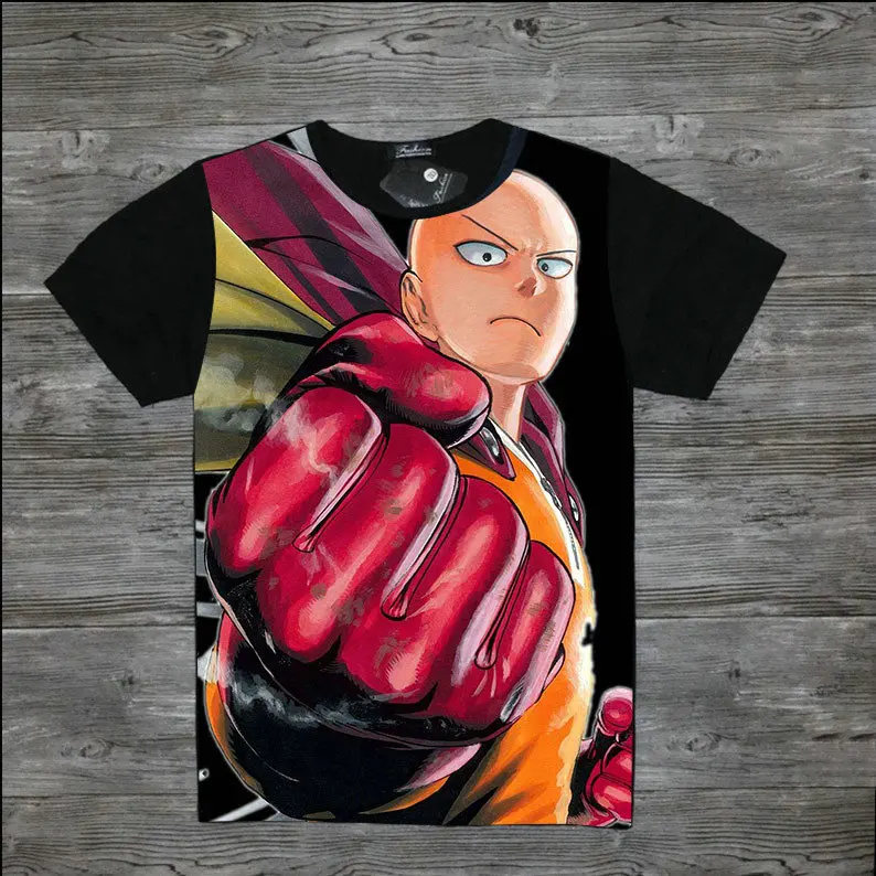 Футболка ONE PUNCH MAN Горячая Мода Мультфильм Полный принт один удар человек Сайтама футболка тройники Топ Повседневная унисекс полная печать футболка - Цвет: 2