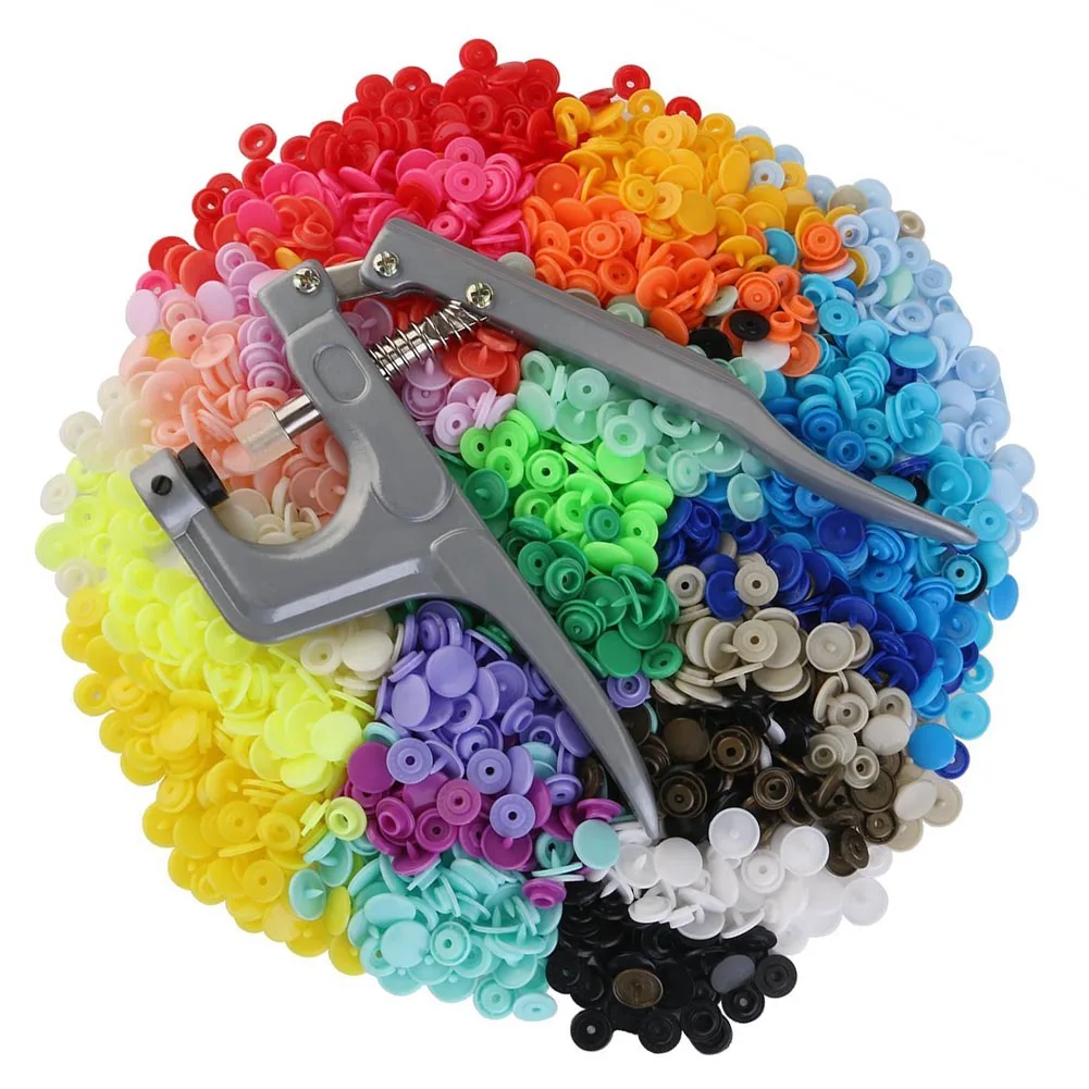 Beli Baru 24 Warna Snap Tombol Tekan Tang + Organizer Wadah Penyimpanan Plastik + Logam Digunakan Untuk Kain Popok Oto Handuk