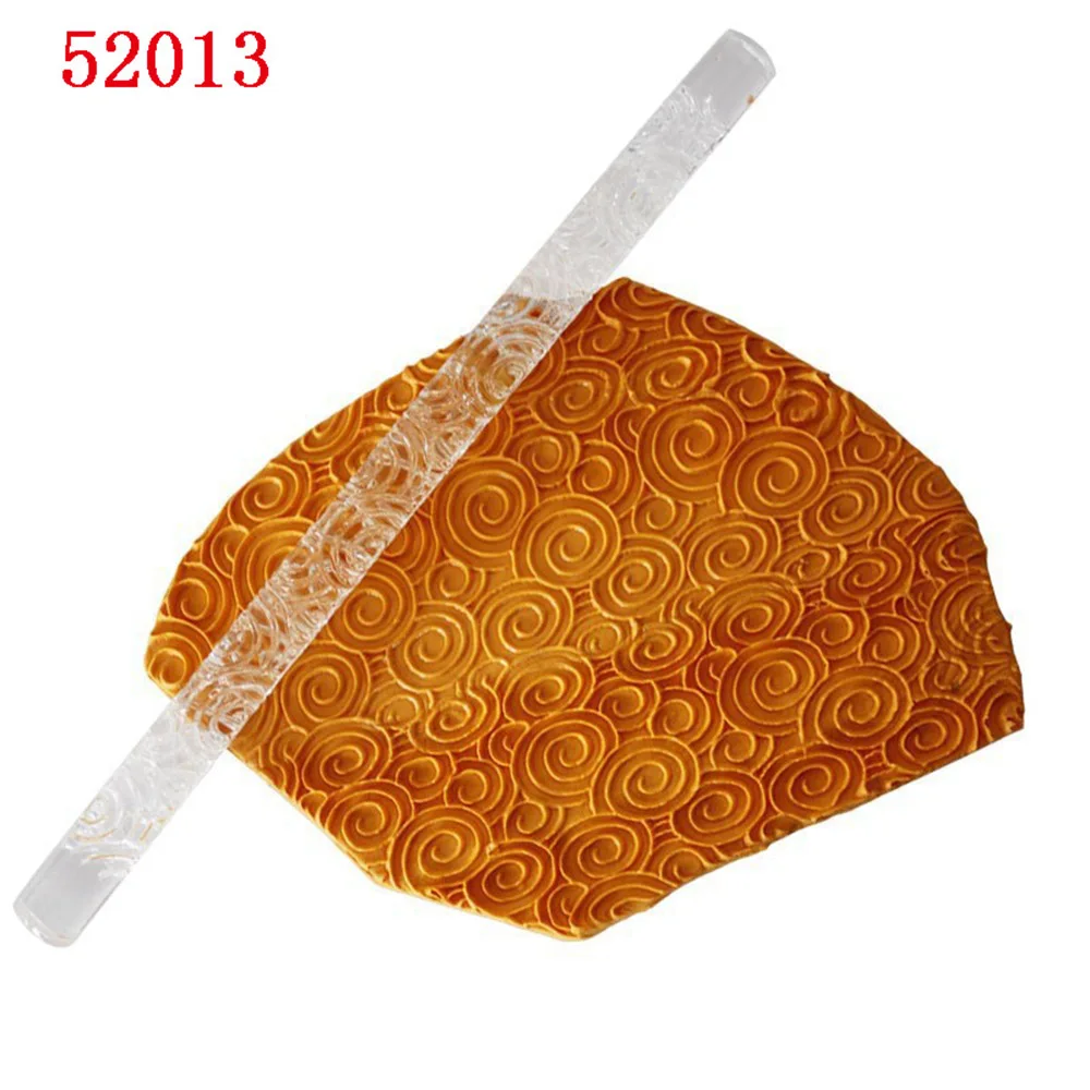 1PC Acrylic Printing Mold Stick Rolling Pin Designed Fondant Cake Impression Pastry Roller Embossing Baking Tools Fondant Tools - Цвет: 52013