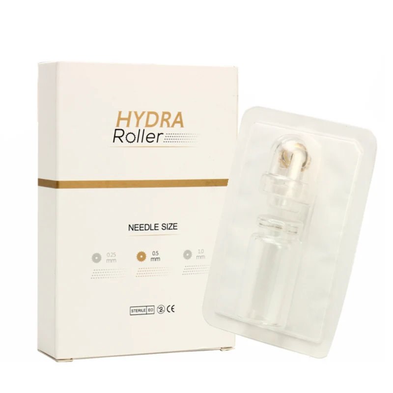 Hydra Roller Titanium needle Gold Tips MezoRoller Bottle for Hyaluronic Acid Skin care Essence