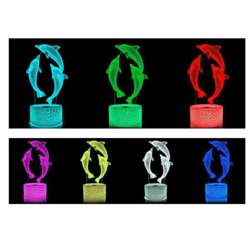 3D 7 цветов Изменение Дельфин Ночной светильник сенсорный переключатель настольная лампа для детей Рождественский подарок украшение дома