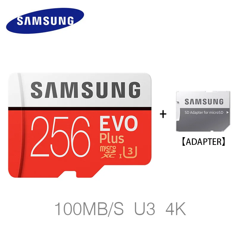 Samsung 32 Гб 64 Гб Micro SD карта памяти EVO Plus 128 ГБ 256 Гб класс 10 TF карта C10 SDHC/SDXC UHS-1 Sdcard Carte sd tarjeta - Емкость: 256Gwith adapter