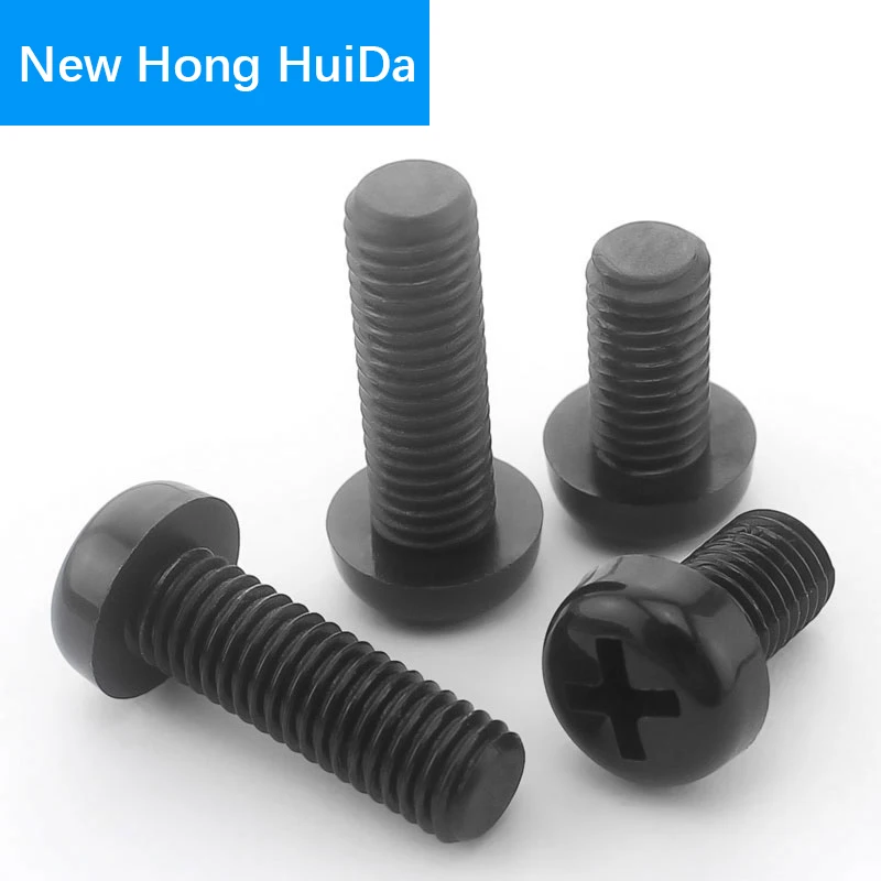 

M2.5 Black Nylon Round Pan Head Machine Screw Metric Cross Recessed Phillips Plastic Thread Bolts