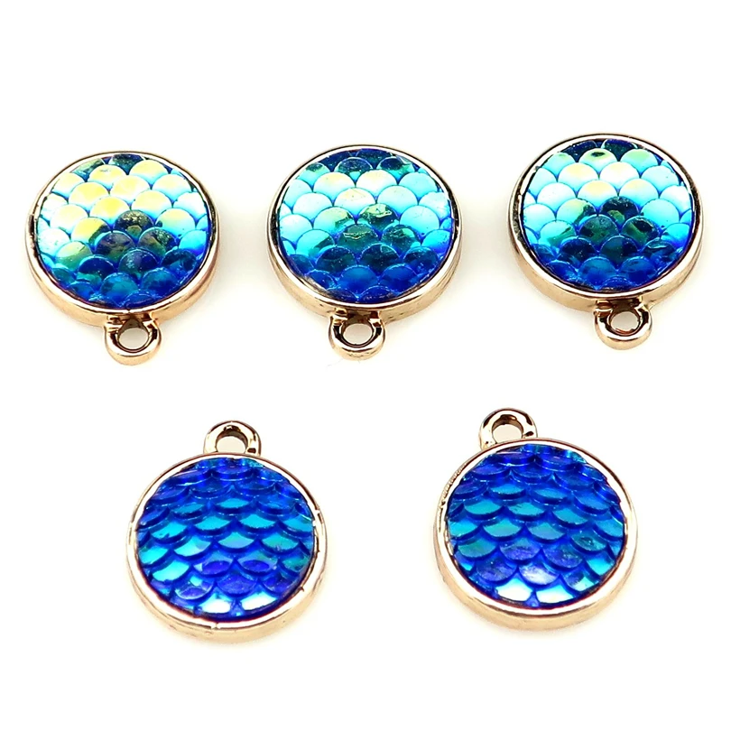 

5pcs/lot Light Gold Beauty Scale Round Pendant Jewelry Finding Making 22216