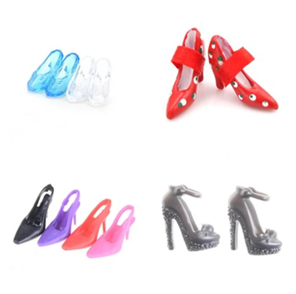 

1/2Pairs Imitation Fairy Tale Crystal Shoes Colorful High Heel Sandals For Doll Clothes Dress DIY Accessories Kids Toys