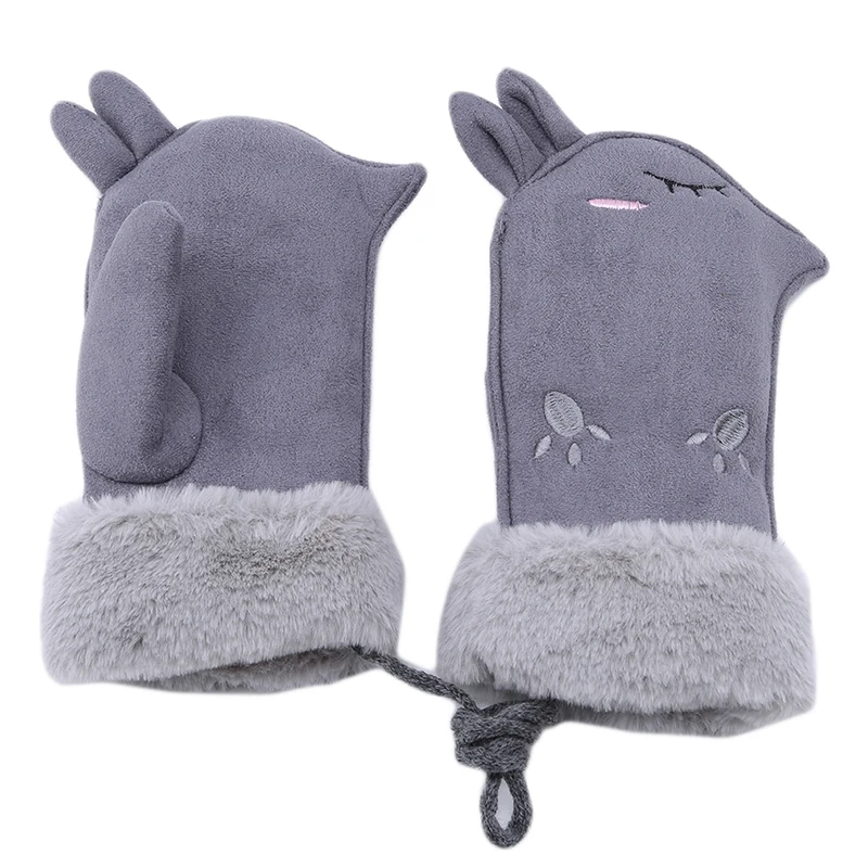 Мультяшные детские варежки из замши милые перчатки Зимние перчатки детские теплые уличные перчатки для девочек и мальчиков Детские Варежки Унисекс