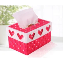 Ручной работы 3D вышивка крестиком коробки для салфеток держатель для домашнего офиса автомобиля(Rosy