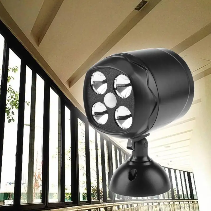 

4 LEDs Motion Sensor Spotlights Lawn Garden Lamp Decor LED Light IP65 Waterproof 360 Degree Rotatable Bedroom Aisle Lamp Light