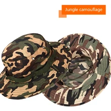 Мужской открытый Boonie стираного хлопкового твила Подбородочный ремешок Военные Камуфляж Охота Hat Путешествия солнце Кепки ведро Стиль шляпы для рыбалки