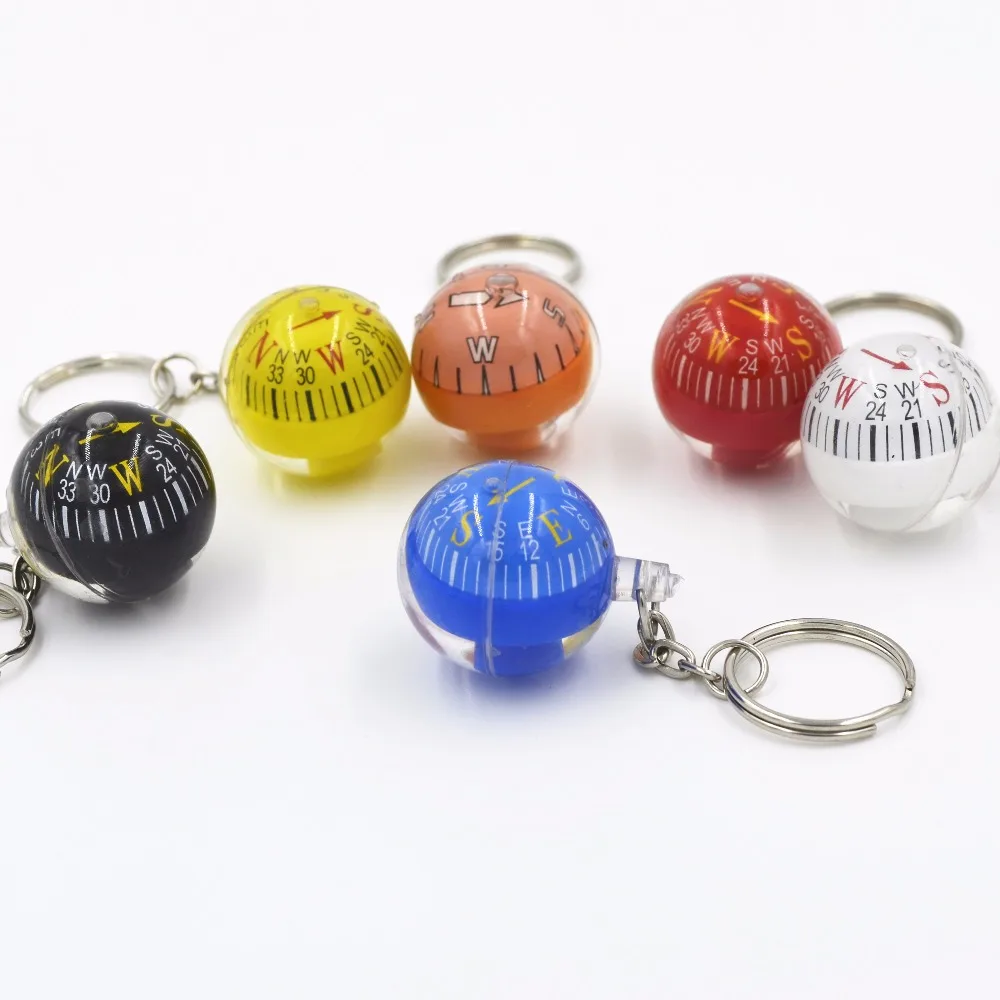 28mm Ball Keychain Liquid Filled Compass For Hiking Camping Travel