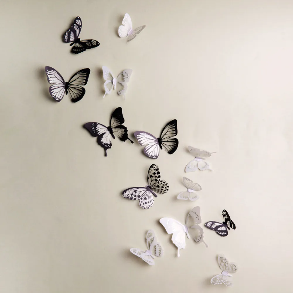 18Pcs Glowing 3D Butterfly Sticker Home Decoration PVC Art Wall Decal