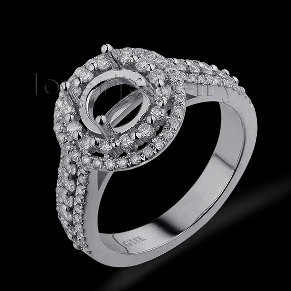 

Round 7x7mm Solid 18kt White Gold Diamond Semi mount Engagement Ring SR00341A
