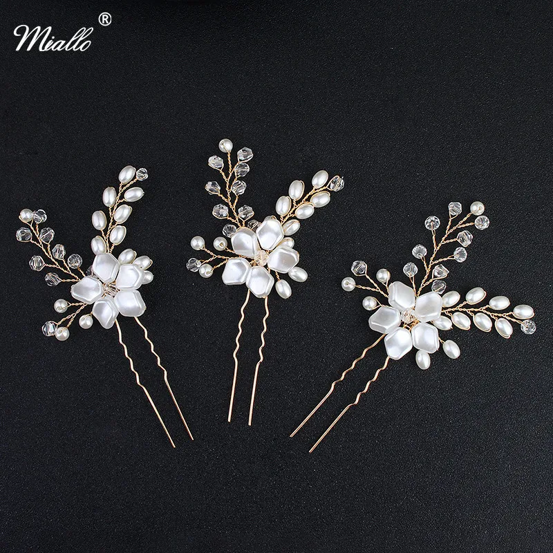 Miallo 6pcs/lot Women Hair Jewelry Accessories Fashion Acrylic Pearls