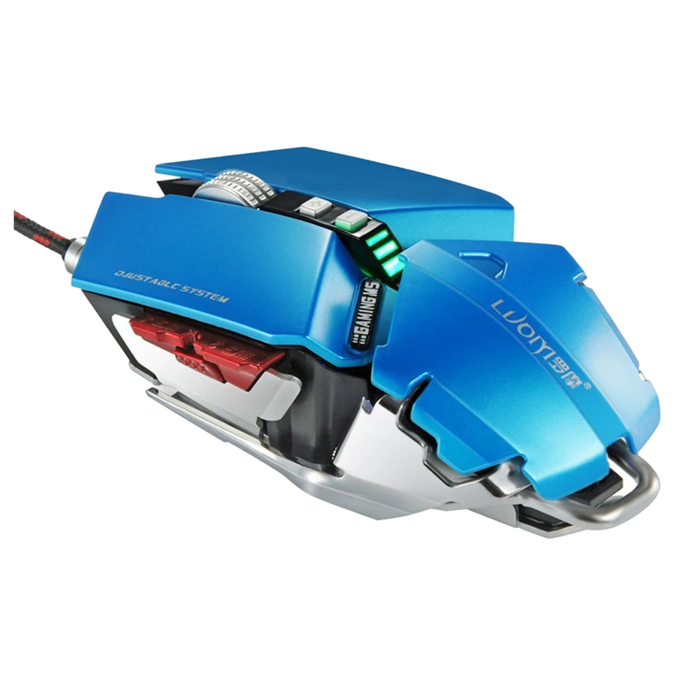 

LUOM 4000 DPI 10 Buttons LED Optical USB Wired Professional Gaming Mouse, Mechanical Game Mice - Blue