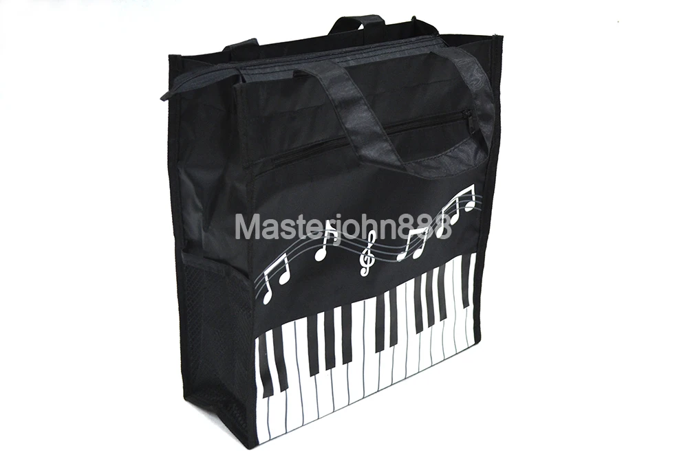  Music Piano Keyboard Music Note Oxford Bag With Zipper Outta Pocket Handbag Shopping Bag Free Shipp