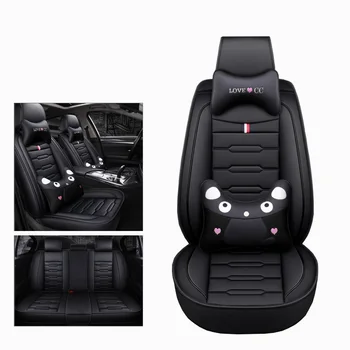 

Front+Reat Cartoon Leather universal car seat cover for Toyota Corolla Camry Rav4 Auris Prius Yalis Avensis SUV auto accessories