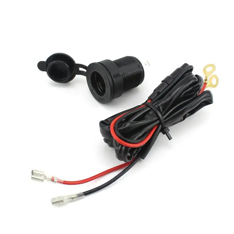 

CS-007 12V Car Motorcycle Female Cigarette Lighter Power Plug Socket Outlet with 1.5M Fuse Line Wire for GPS MP3