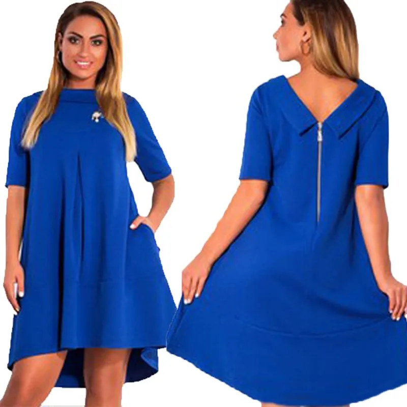 

Women Half Sleeve Women Autumn Female Collar Short Mini Dresses Loose Evening Party Dress