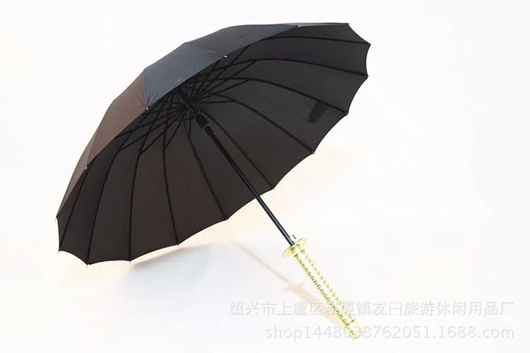 Черный самурайский меч Kantana Sun Rainny Umbrella Ninja-like прямой длинный-ручка аниме Mt. fuji 24 ребра ручной открытый и закрытый