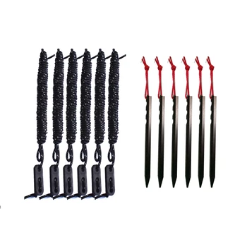 

Professional 6 Pcs Aluminument Tent Pegs and Ropes Stake Camping Hiking Equipment Outdoor Traveling Tent Accessories