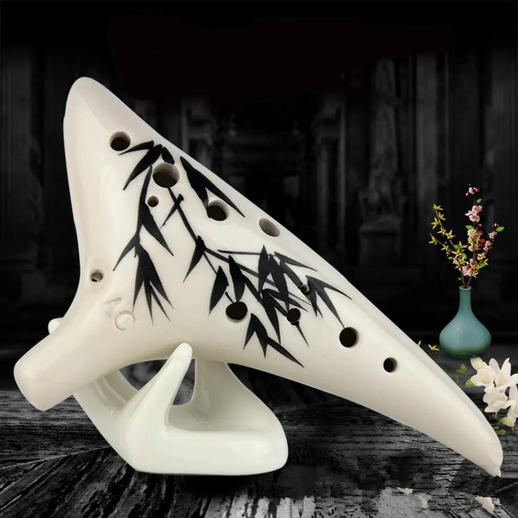 Керамическая керамика 12 отверстий окарина флейта Zelda Alto C AC керамика s Профессиональный музыкальный духовой ОРФ инструмент - Цвет: Черный