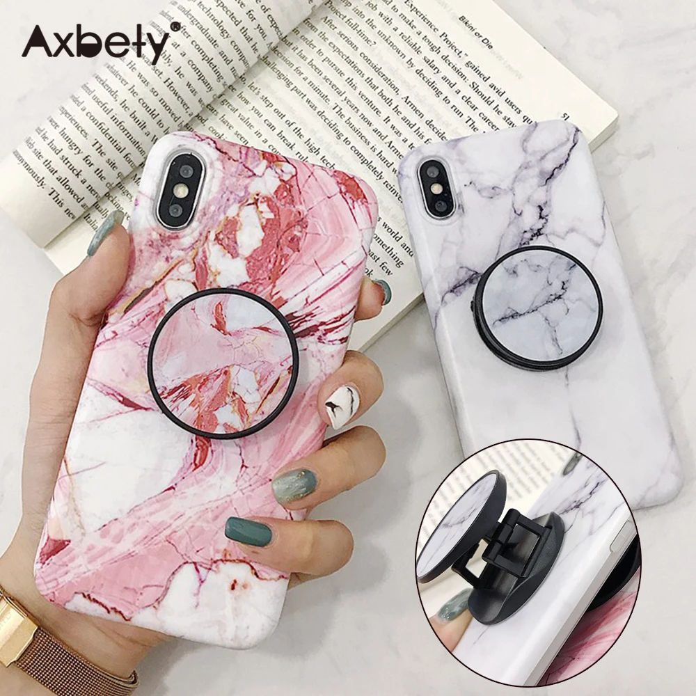 

For iPhone 7 Plus XR X XS Max Case Luxury Marble Pattern Foldable Kickstand Holder Cover For iPhone 8 Plus 6 6s Plus Soft Coque