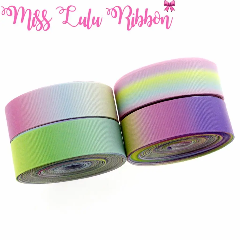 

7/8"22mm Rainbow Stripes Gradient Color Printed Grosgrain Ribbon 10yards/roll DIY Hair Bowknots Gift Packing Making