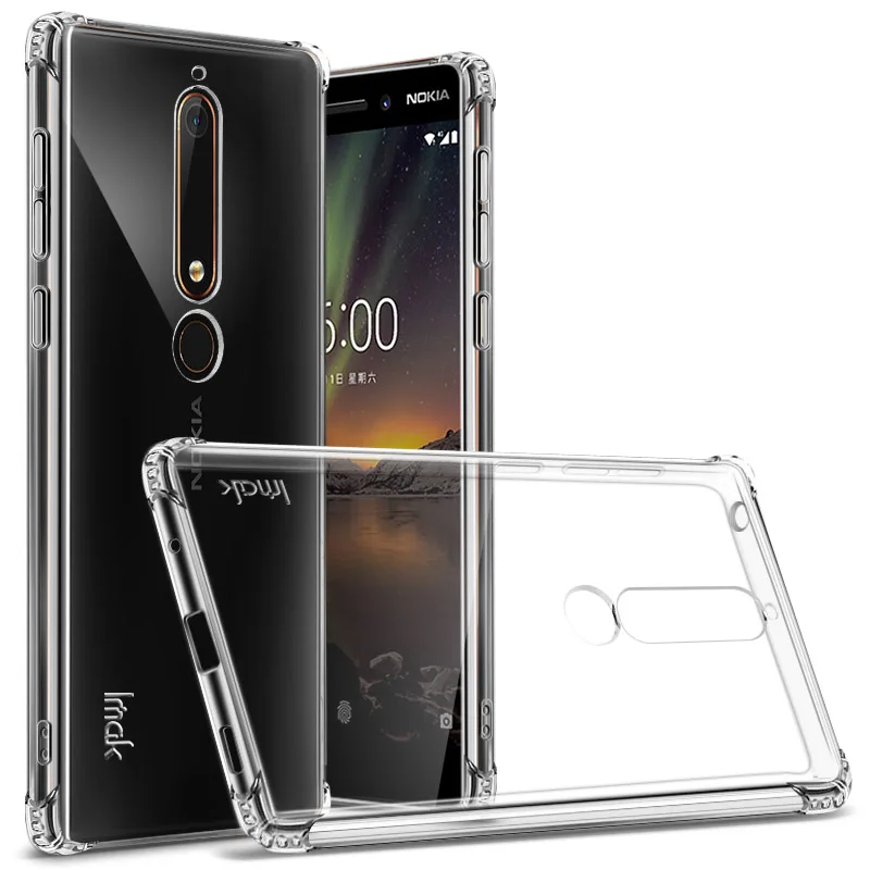 

sFor Nokia 6 2018 Case Silicone IMAK Super Clear Soft Airbag TPU Back Cover For Nokia 6.1 Phone Cases Gift Screen Protector