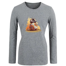 Star Wars The Force Awakens Resistance BB-8 Tshirt For Women girls long sleeves Tee Tops Creative Printed Tee Cosplay costume