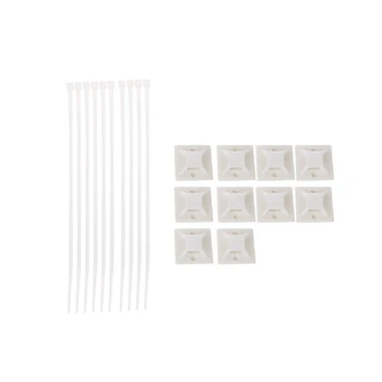 

10Pcs Adjustable Nylon Zip Cable Ties + Self-Adhesive Tie Mounts For Wire Management