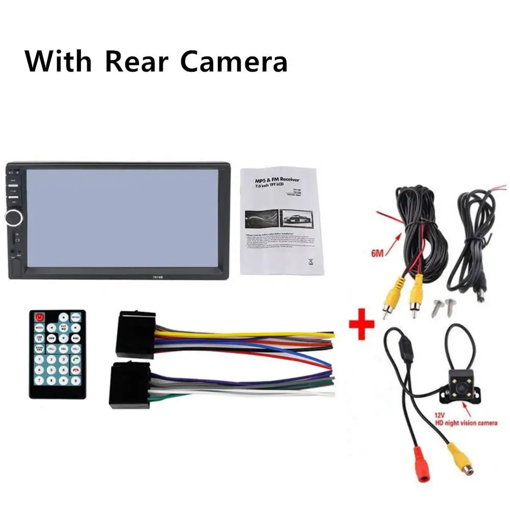 With Rear Camera Автомагнитола Bluetooth USB Автомагнитола MP5 плеер 2 Din Автомобильная стерео Центральная мультимидия 7 дюймов сенсорный экран Поддержка камеры заднего вида - Цвет: With Rear Camera