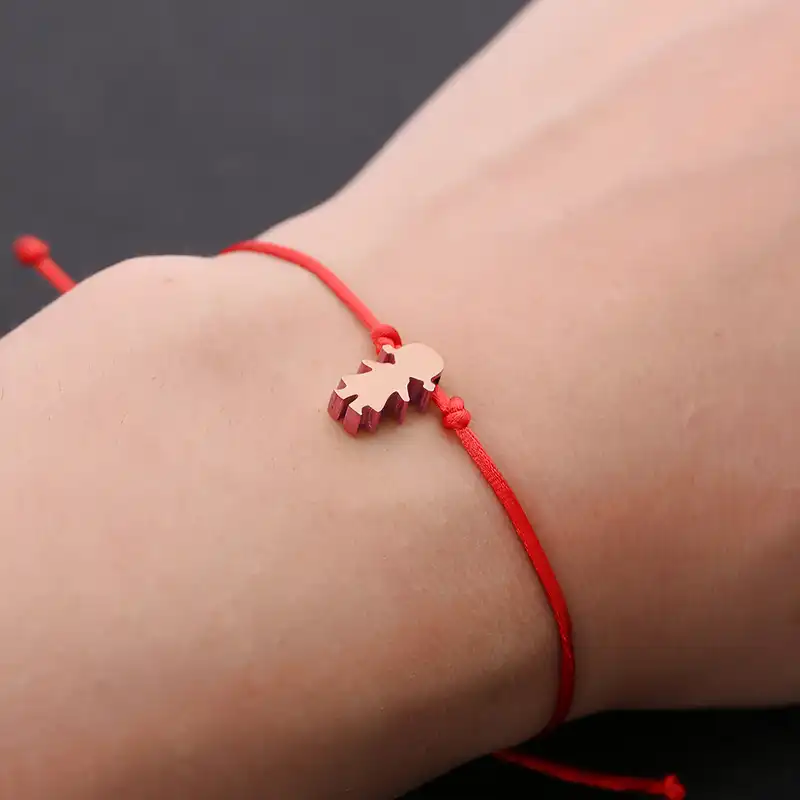 A La Main Fil Rouge Bracelet Reglable En Acier Inoxydable Bracelets Porte Bonheur Pour Femme Fille Anniversaire Chanceux Pendentif Bracelets Aliexpress
