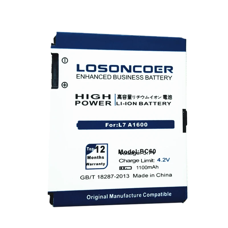 Аккумулятор для мобильного телефона LOSONCOER BC60 1100 мАч батарея Motorola L7 A1600 L72 E8 L71 C261