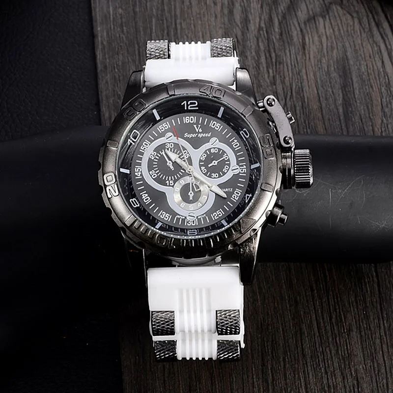 Новые роскошные Лидирующий бренд V6 супер скоростные мужские спортивные часы высокого качества силиконовые ремни военные Кварцевые водонепроницаемые часы