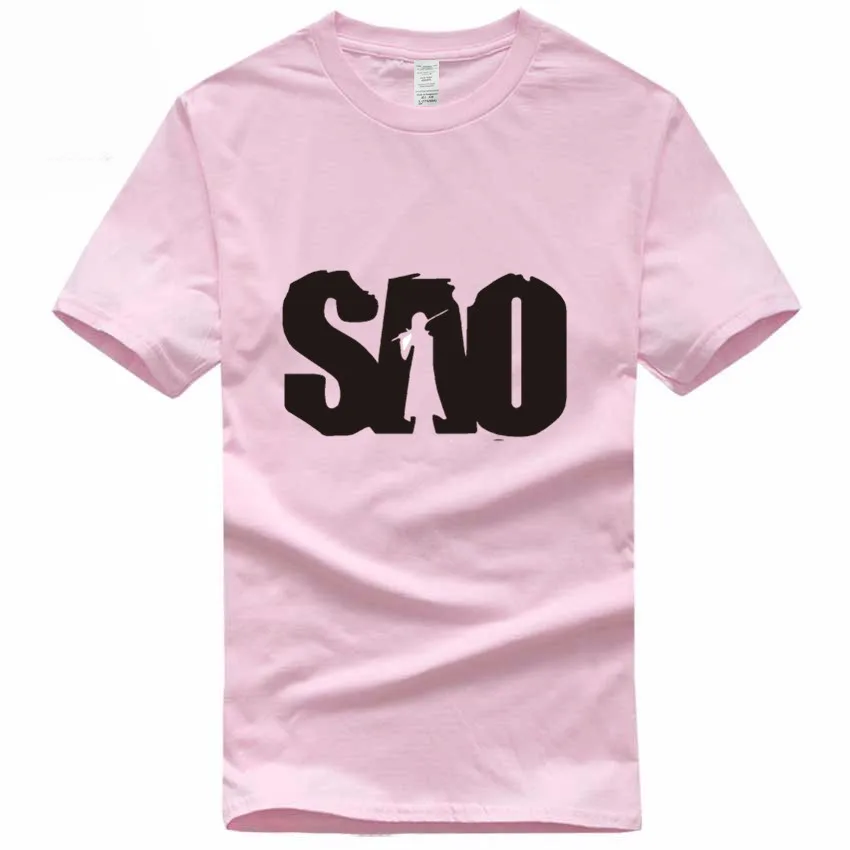 Аниме Sword Art Online SAO забавная футболка из хлопка, европейский размер, летняя повседневная футболка с круглым вырезом для мужчин и женщин GMT019 - Цвет: Pink A