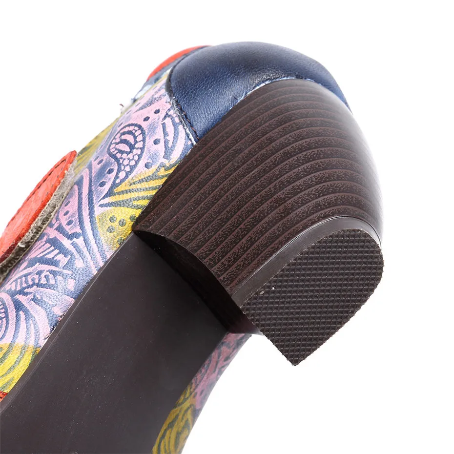 New Buckle Strap Heels Pumps Handmade Mixed Colors Casual Footwear Genuine Leather Comfortable Mother Shoes Woman Large Size 42 (4)