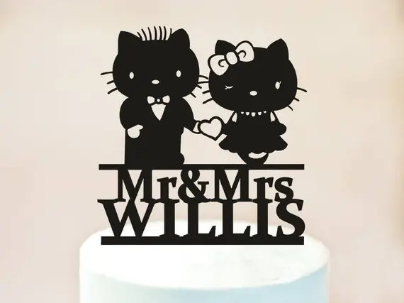 

Hello Kitty cake topper,Wedding Cake Topper,Silhouette Cake Topper,custom cake topper,Bride and Groom Cake Topper