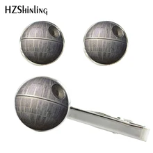 Новые Звездные войны, Звезда смерти клипсы и запонки набор Империя Дарт Вейдер Запонки Серебряный стеклянный зажим круглые фото запонки CT-008